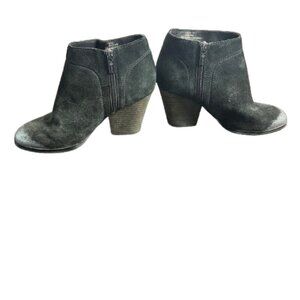 ISOLA Metallic Toe Detail Block Heel Black Suede Booties Size 8M